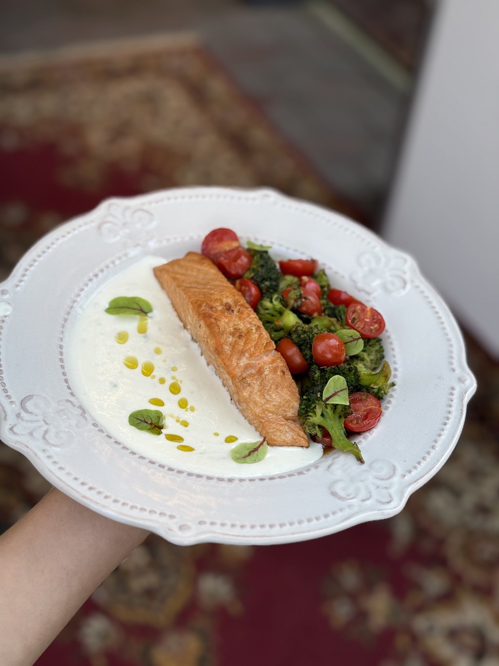 Лосось з овочами