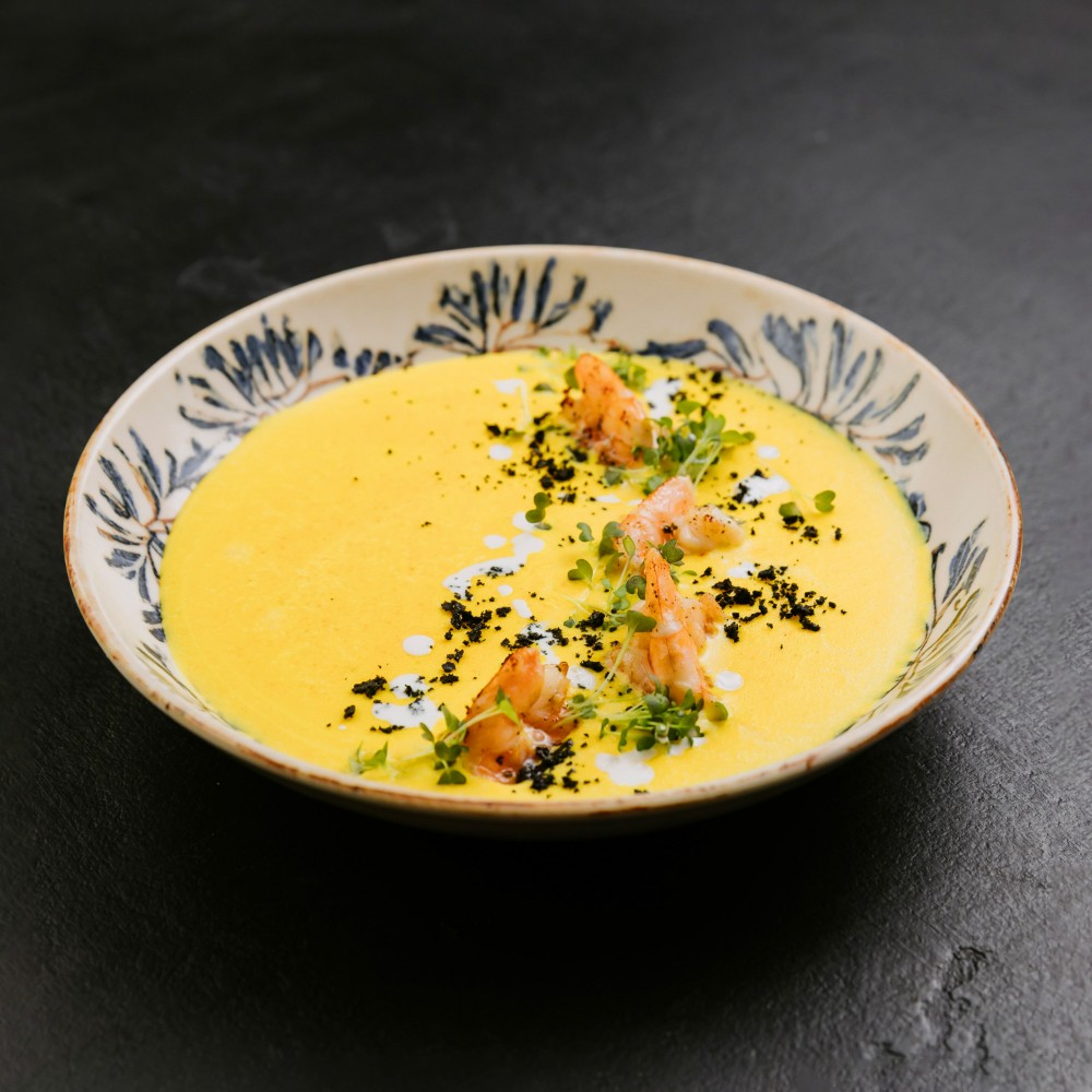 Сирний крем-суп з креветками 319 КУПОН