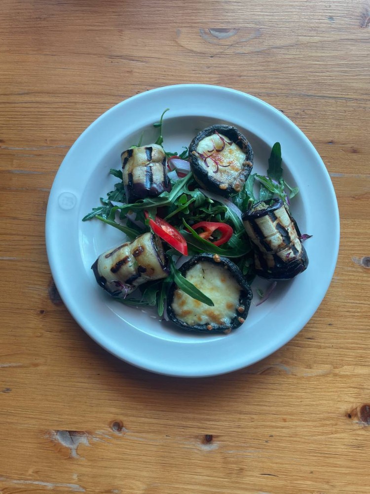 Mushrooms with Suluguni and Eggplants with Walnuts