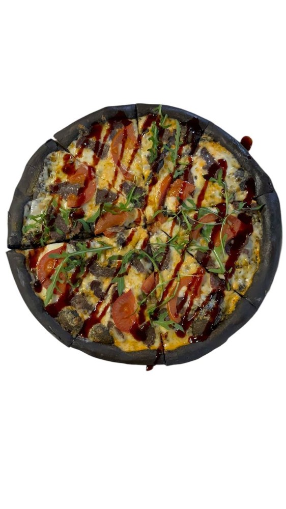 50см Піца "Бургер" (соус томатний, міт боли, чедр, помідор, солоний огірок)