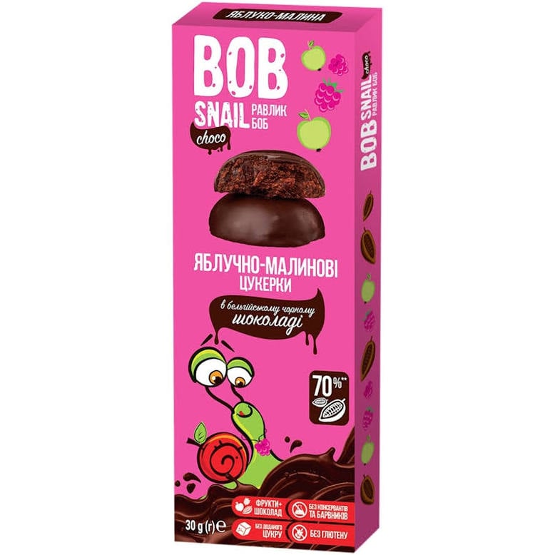 Bobsnail в чорному шоколаді яблучно/ малинові
