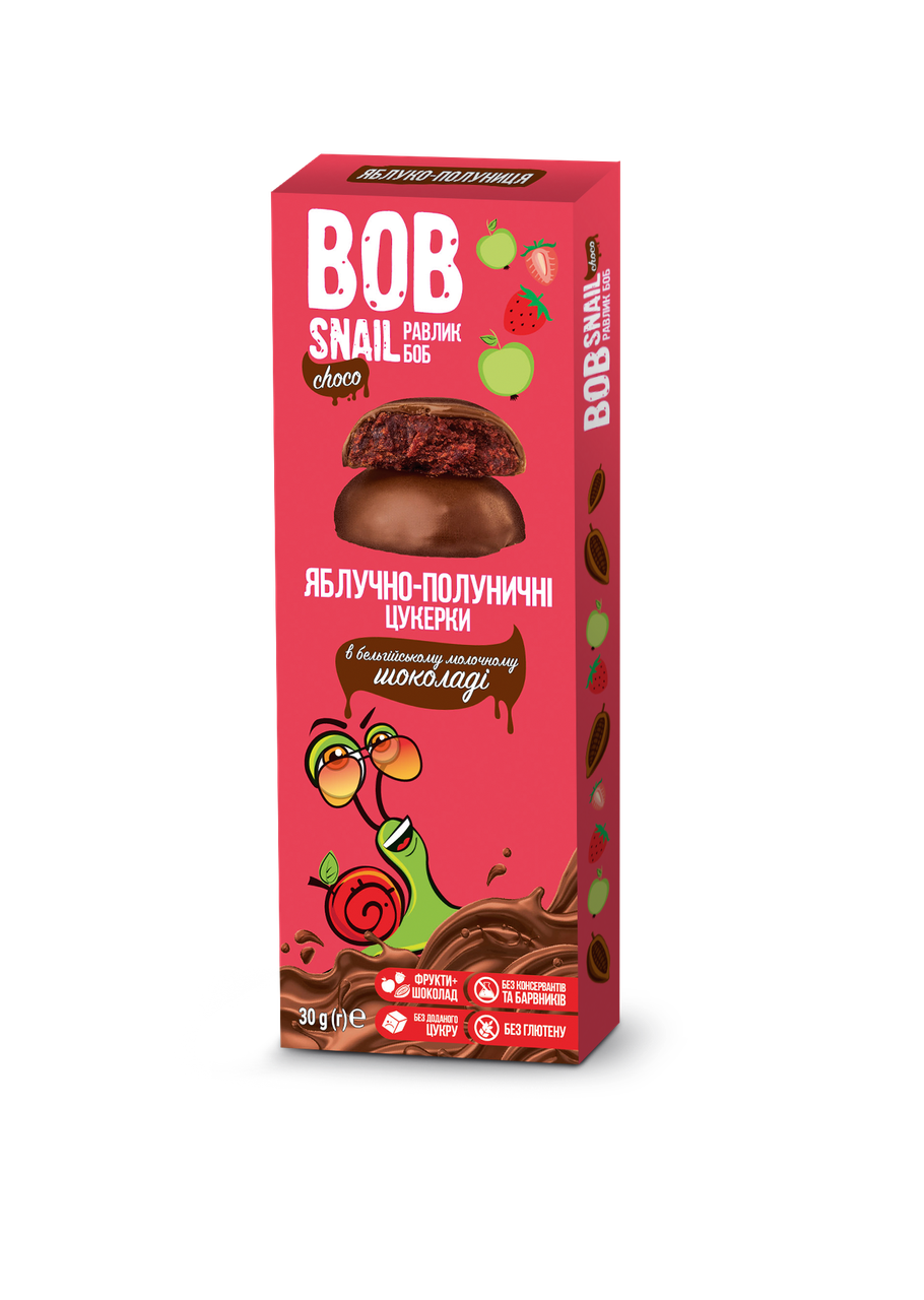 Bobsnail в молочному шоколаді яблучно/ полуничні