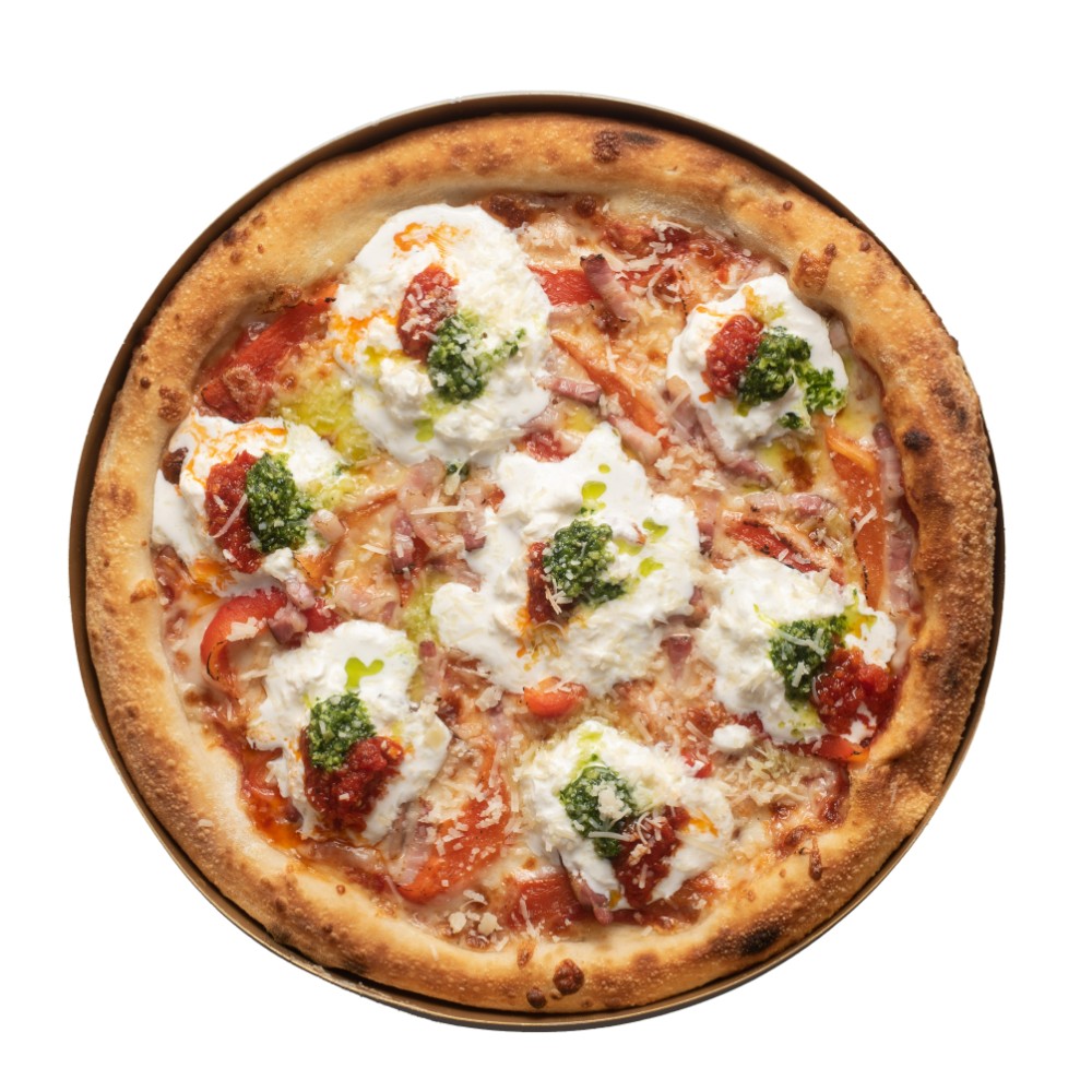 Піца з печеним перцем та Страчателлою 