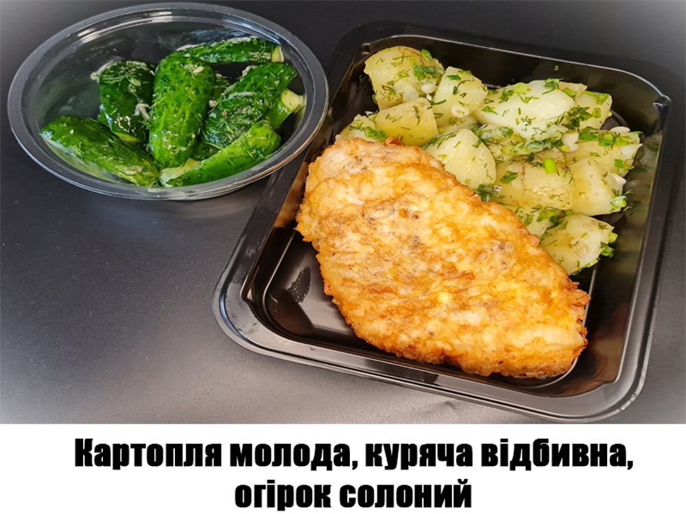 Картопля, куряча відбивна, огірок солоний 430г ХН142