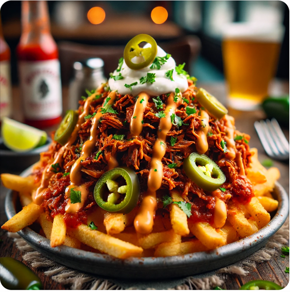 Fiery Chipotle Shredded Pork Loaded Fries