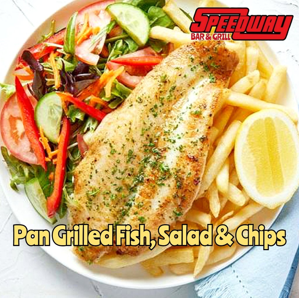 Pan Grilled Fish with Salad and Chips 