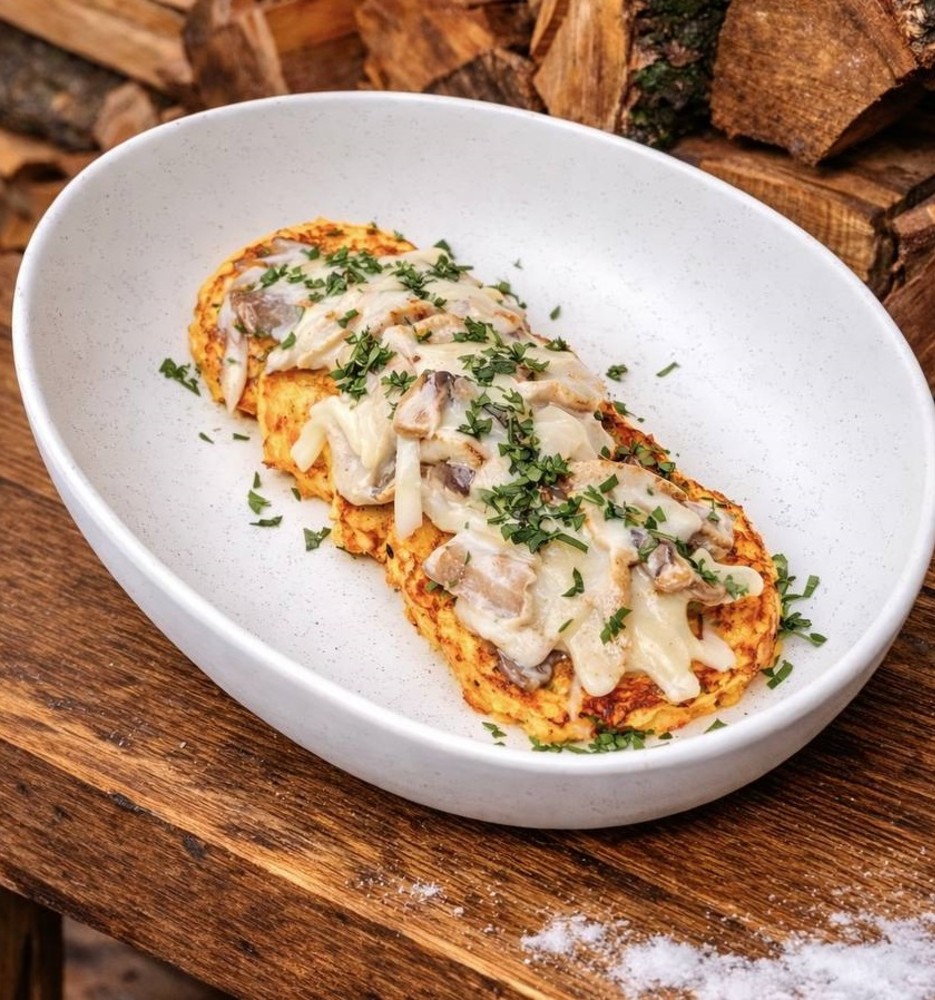 Деруни з куркою та грибами