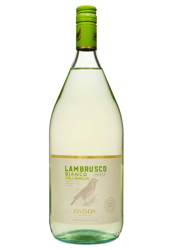 Вино напівігристе Civ&Civ Lambrusco dell'emilia Bianco Amabile напівсолодке біле 1.5/6 Італія