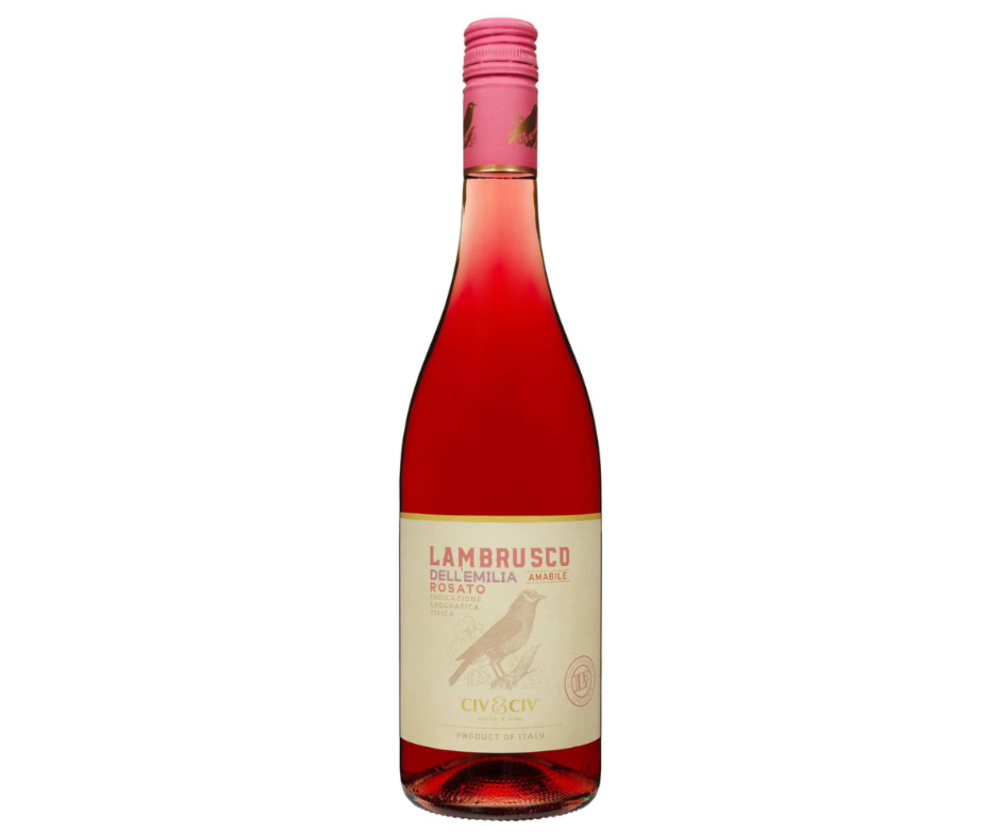 Вино напівігристе Civ&Civ Lambrusco dell'emilia Rosato Amabile напівсолодке рожеве 0.75/6 Італія