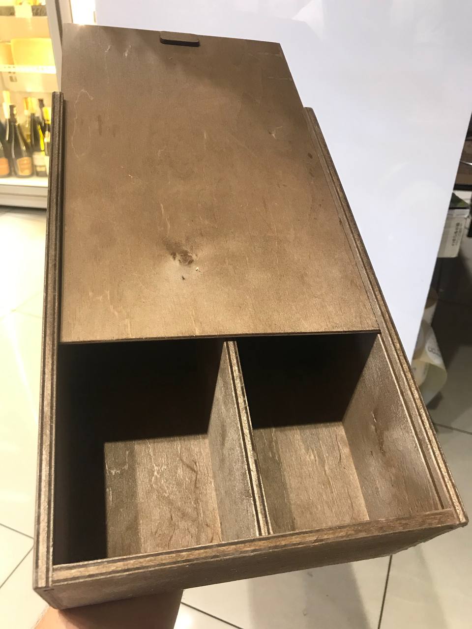 Ящик з перегородкою на 2 пляшки вина, дерево (210*330)