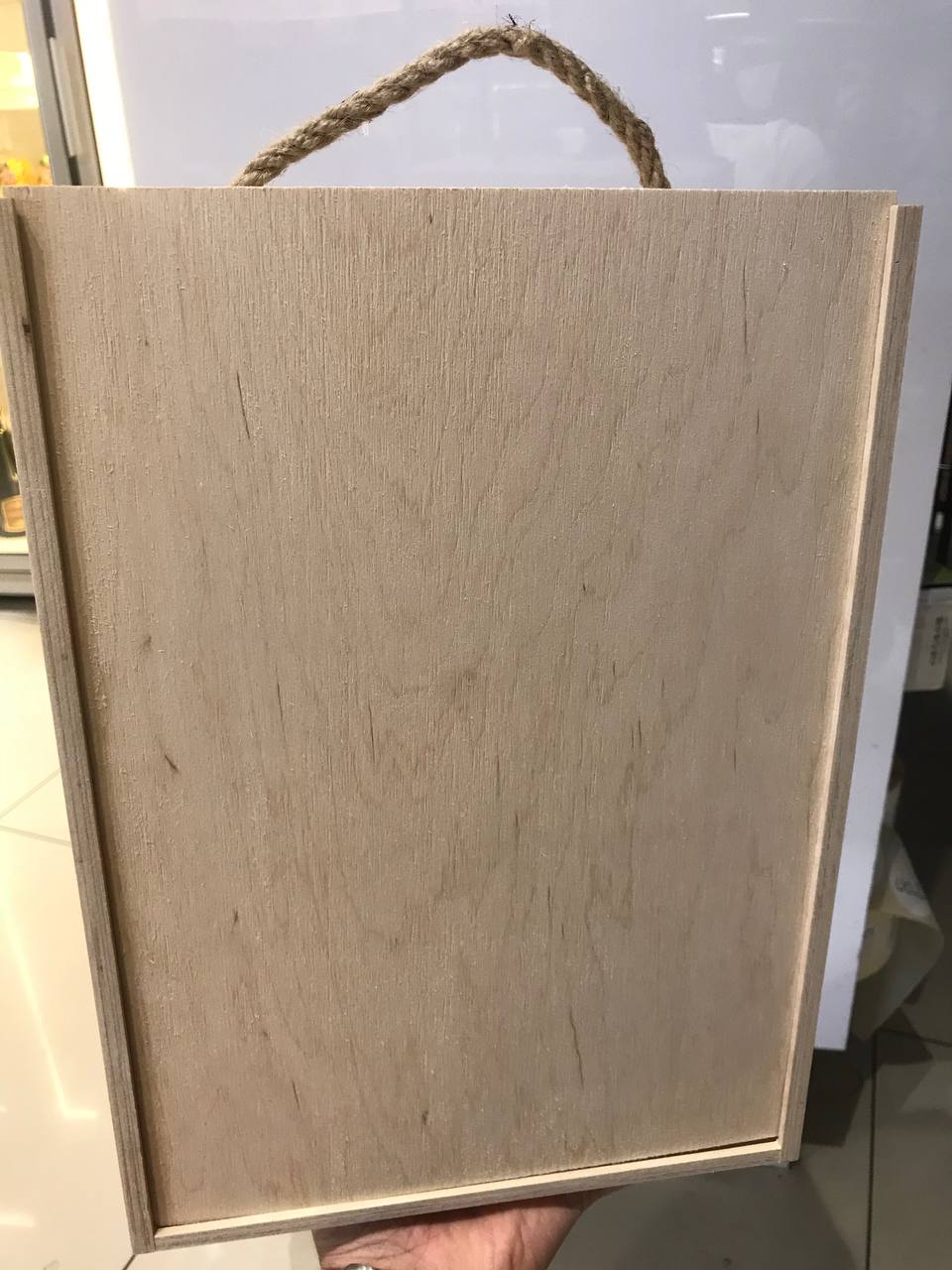 Ящик світлий з ручками та кришкою, дерево (250*350)