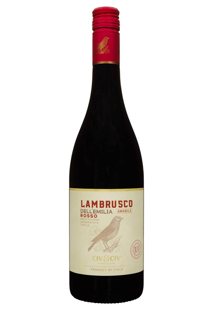 Вино напівігристе Civ&Civ Lambrusco dell'emilia Rosso Amabile напівсолодке червоне 0.75/6 Італія