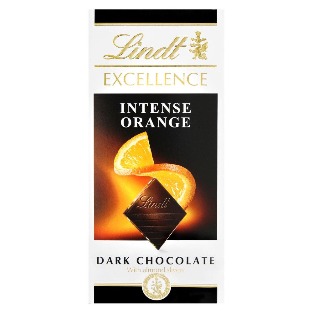 Шоколад Lindt Excellence темний з апельсиновим соком та мигдалем