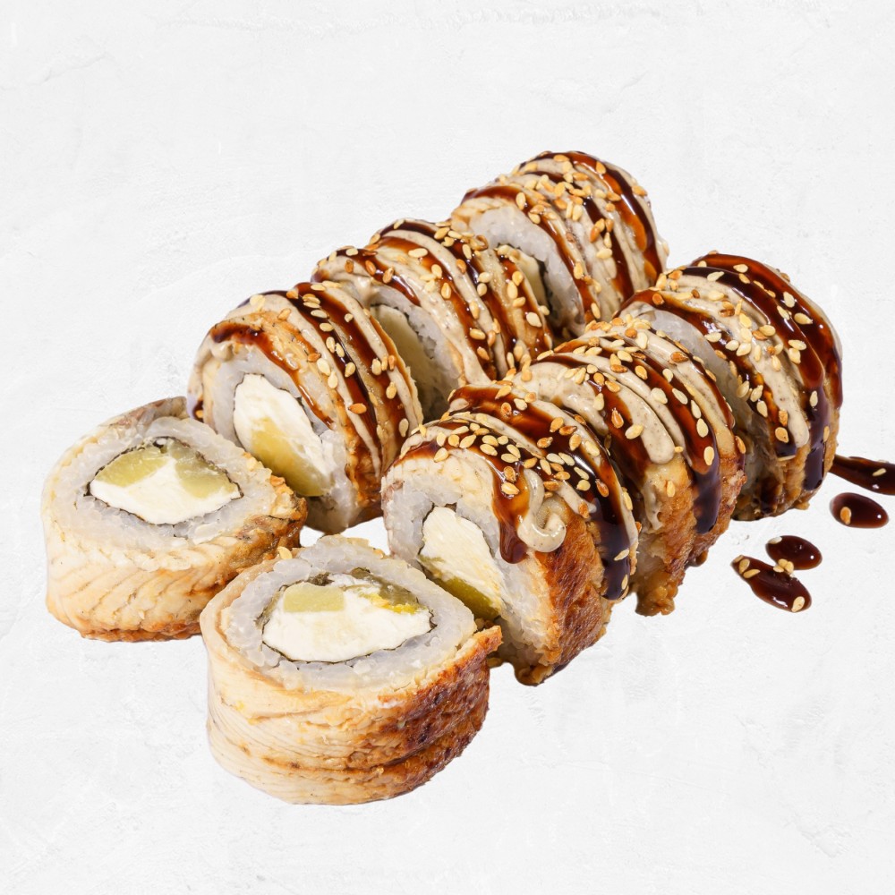 Рол з вугрем та ананасом