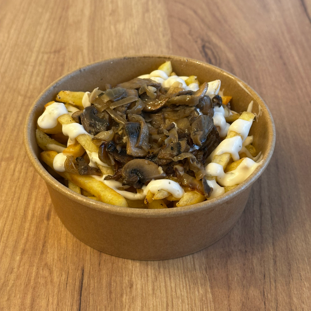 Картопляний бокс з грибами та вершково-трюфельним соусом