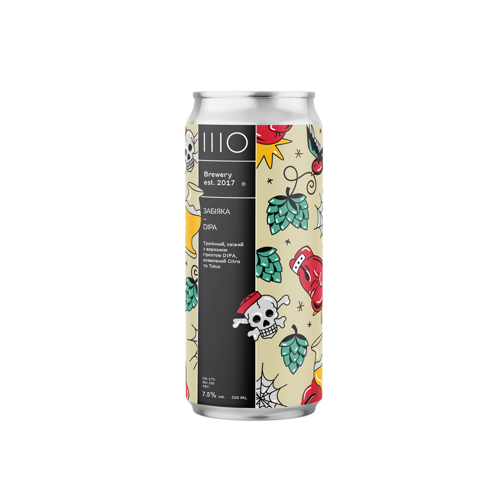 Пиво IIIO Забіяка DIPA, ABV 7.5%, 0.33 л
