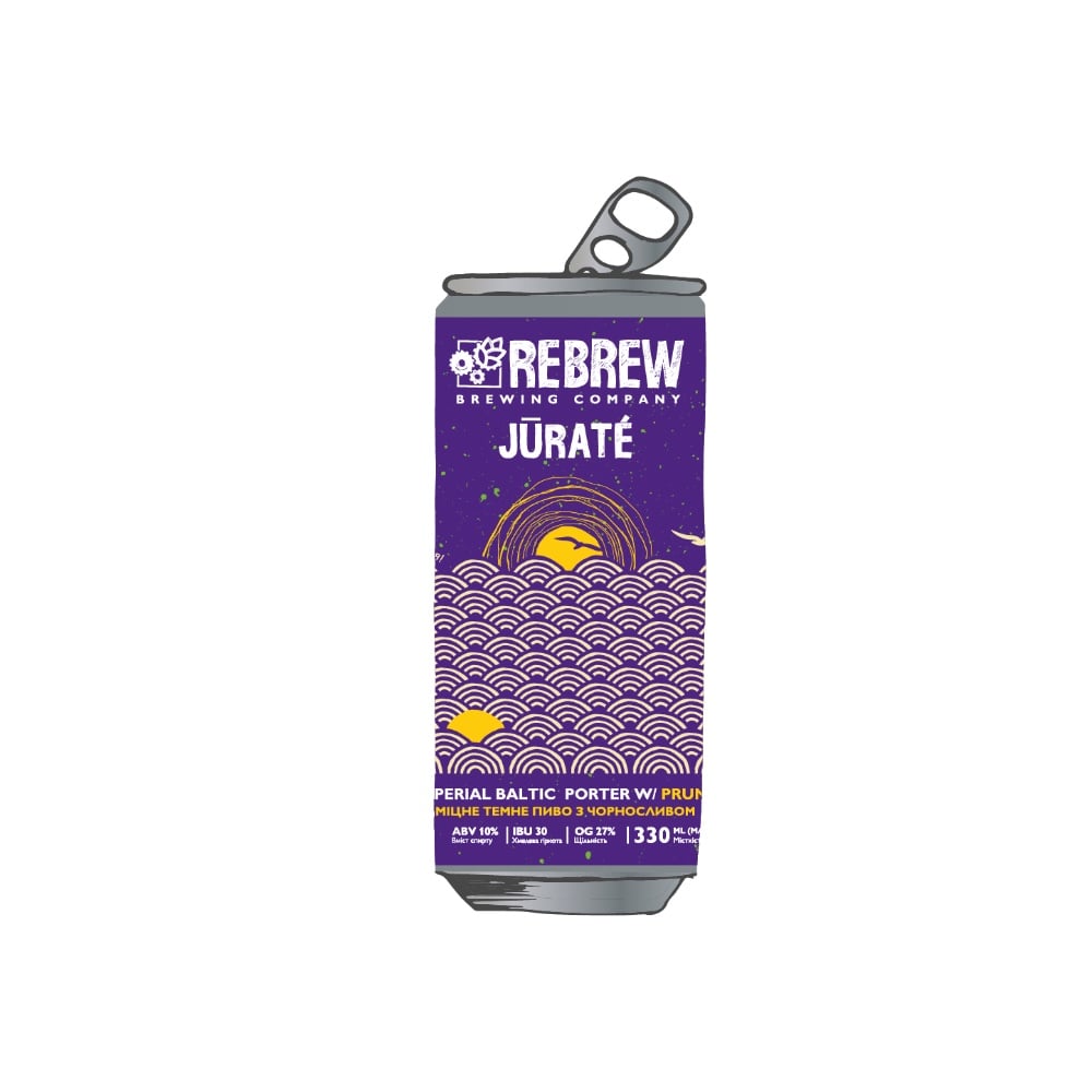 Пиво Rebrew Jūratė Prune Imperial Baltic Porter, ABV 10%, 0.33 л