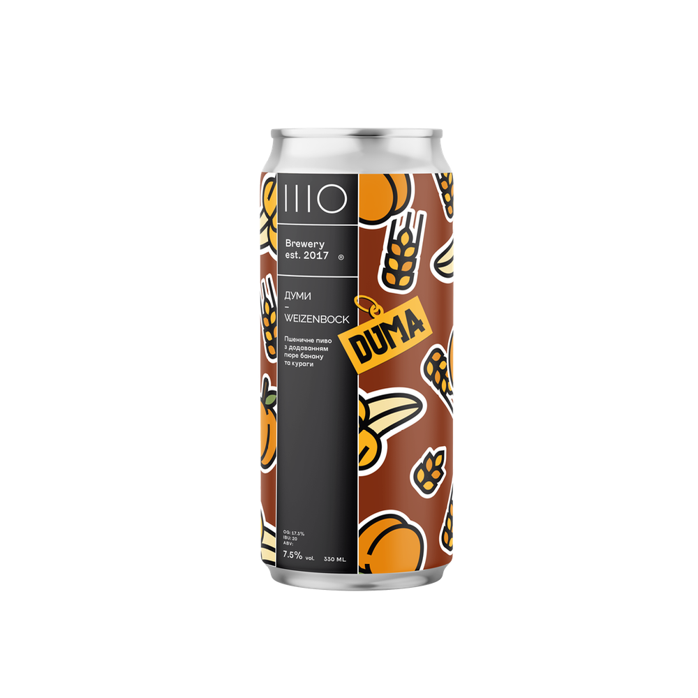 Пиво IIIO x DUMA Думи Weizenbock, ABV 7.5%, 0.33 л