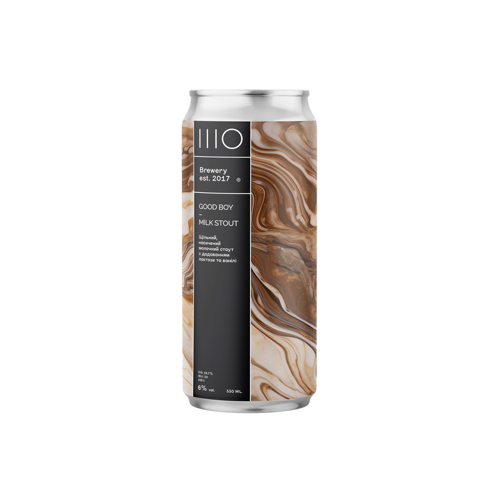 Пиво IIIO Good Boy Milk Stout, ABV 6%, 0.33 л