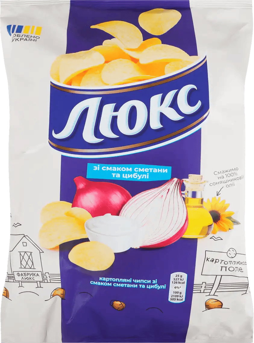 Чіпси "ЛЮКС" Сметана та Цибуля 125 гр.