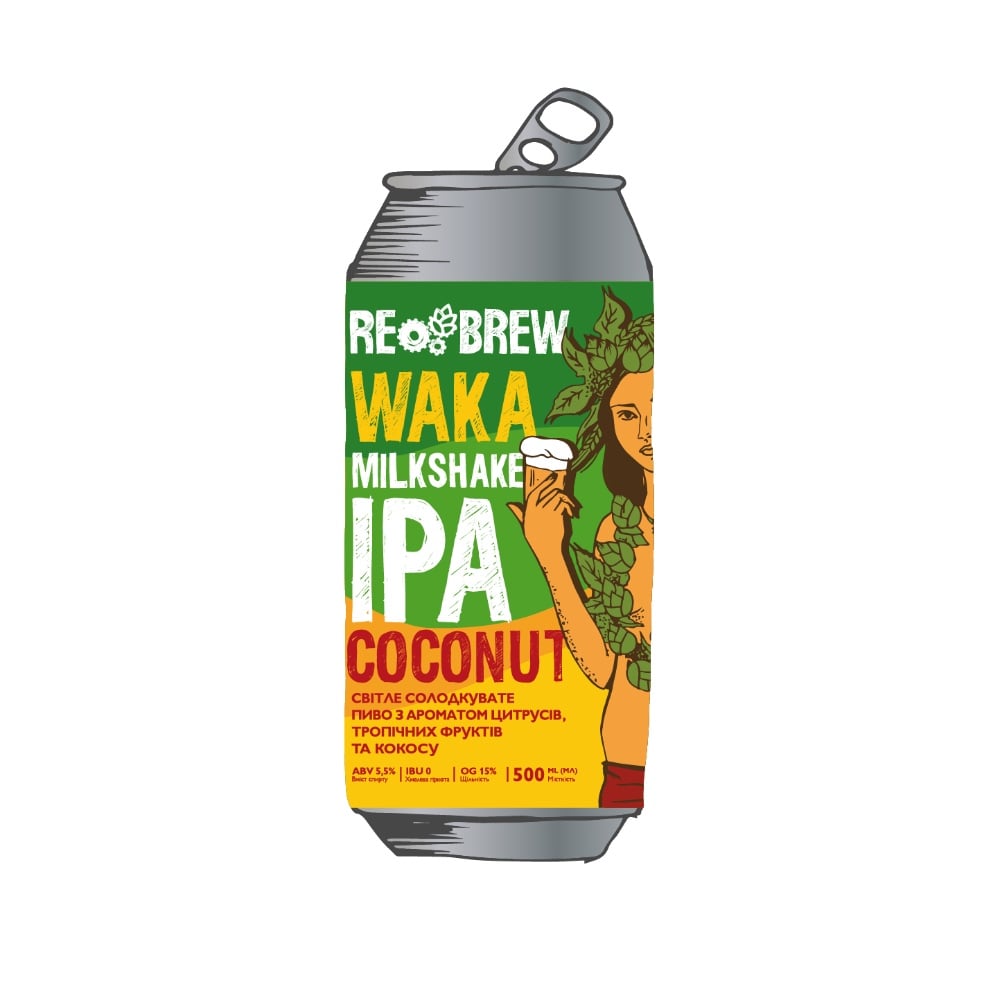 Пиво Rebrew Waka Coconut MIPA, ABV 5.5%, 0.5 л