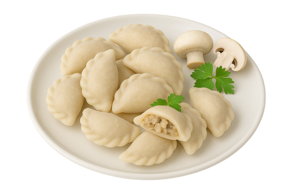 Вареники з куркою та білими грибами Н/Ф 100 грам/Varenyky crudos con pollo y setas porcini 100 g