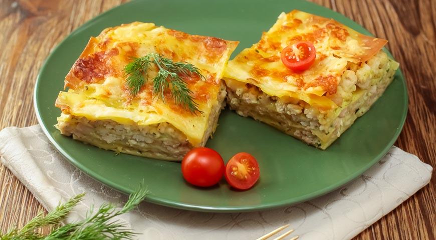 Лазанья з індичкою  та овочами