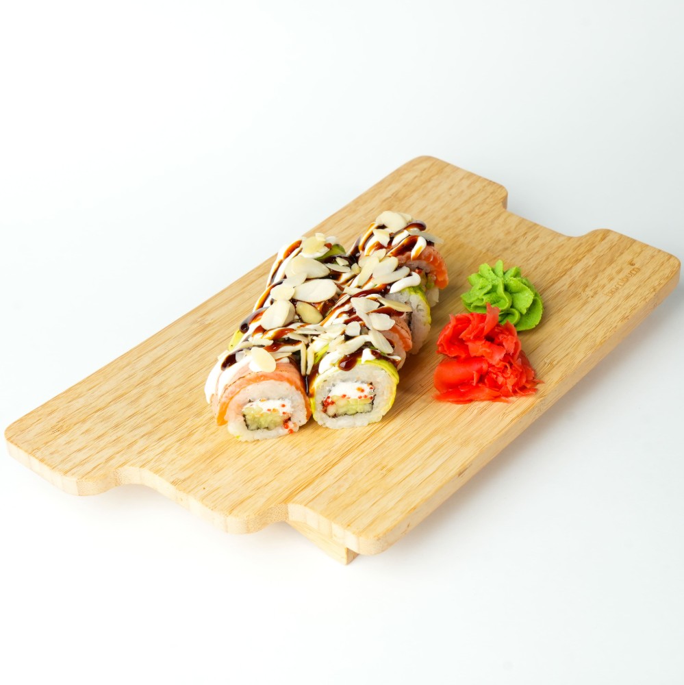 VIP Roll with Seared Salmon and Almonds