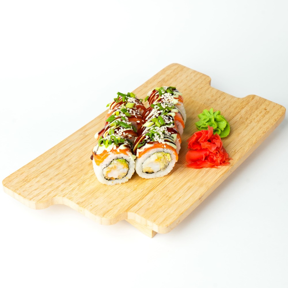 VIP Roll with Shrimp Tempura and Salmon