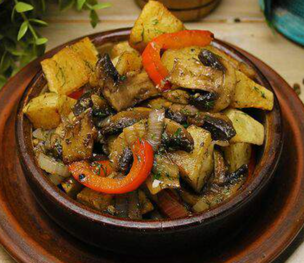 Ojakhuri with Mushrooms - ოჯახური სოკოს