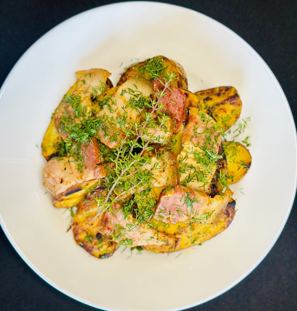 Картопля гриль з грудинкою