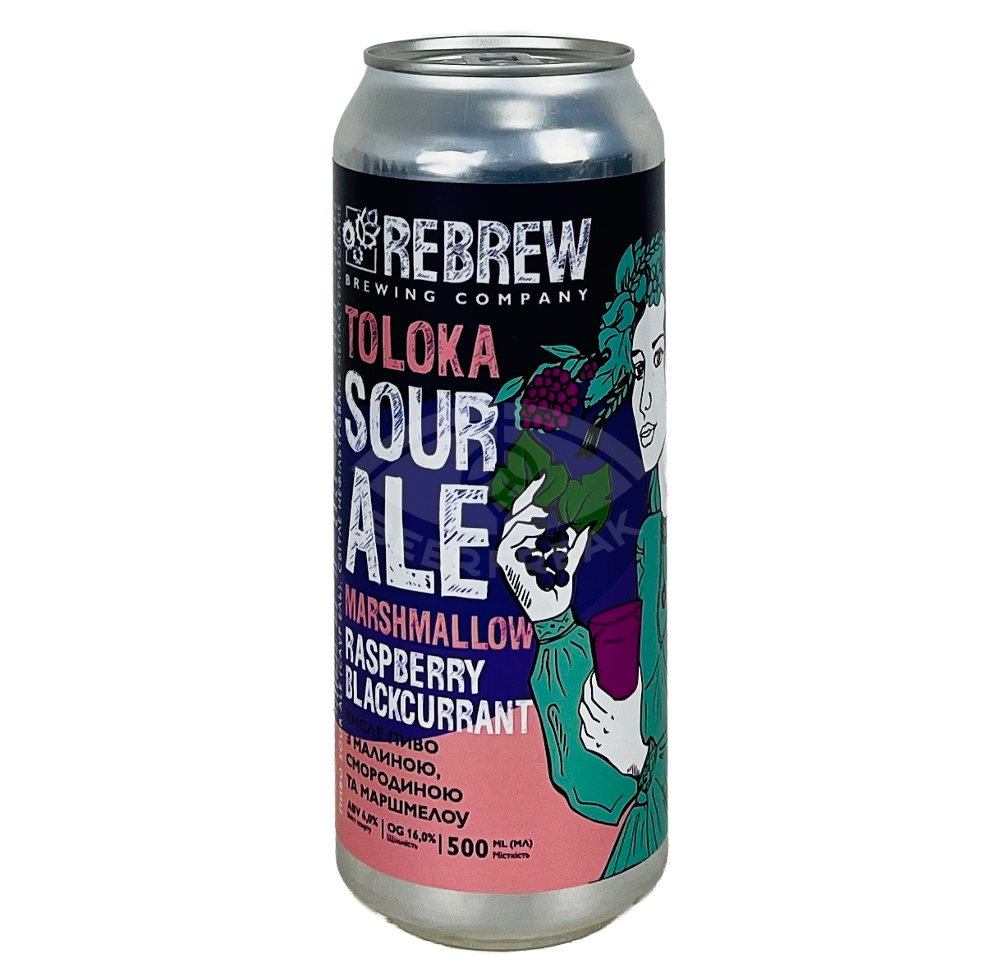 Пиво Rebrew Toloka Raspberry Blackcurrant Marshmallow Sour Ale, ABV 6%, 0.33 л