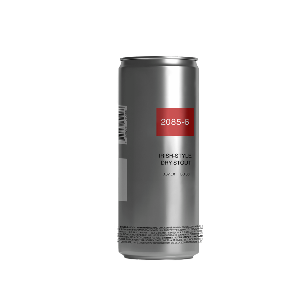 Пиво 2085-6 Irish Style Dry Stout, ABV 5%, 0.33 л