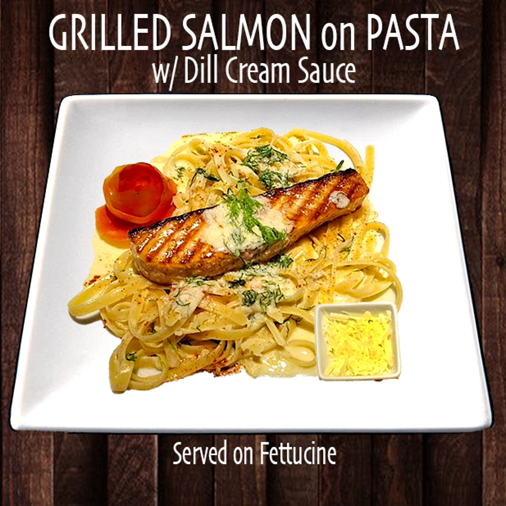 Grilled Salmon w/ Dill Cream Sauce