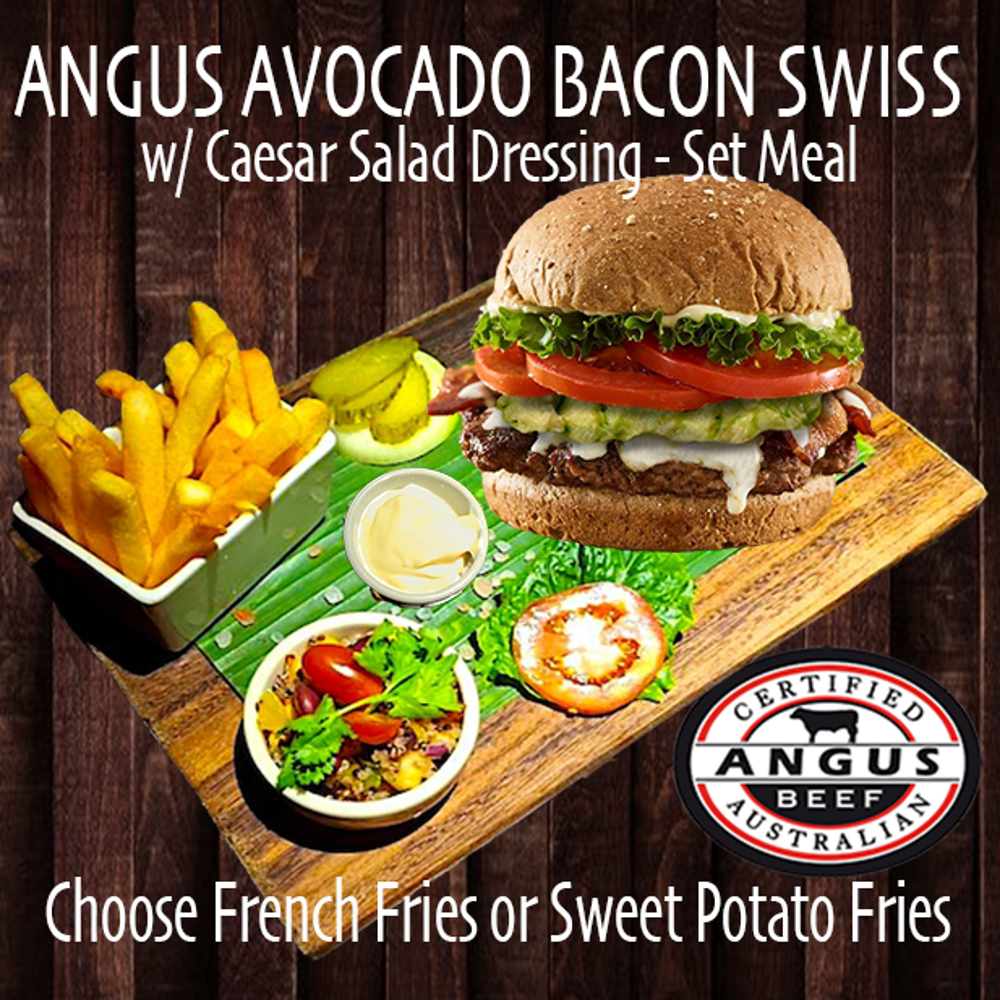 Angus Avocado Bacon Swiss Cheese Burger Set