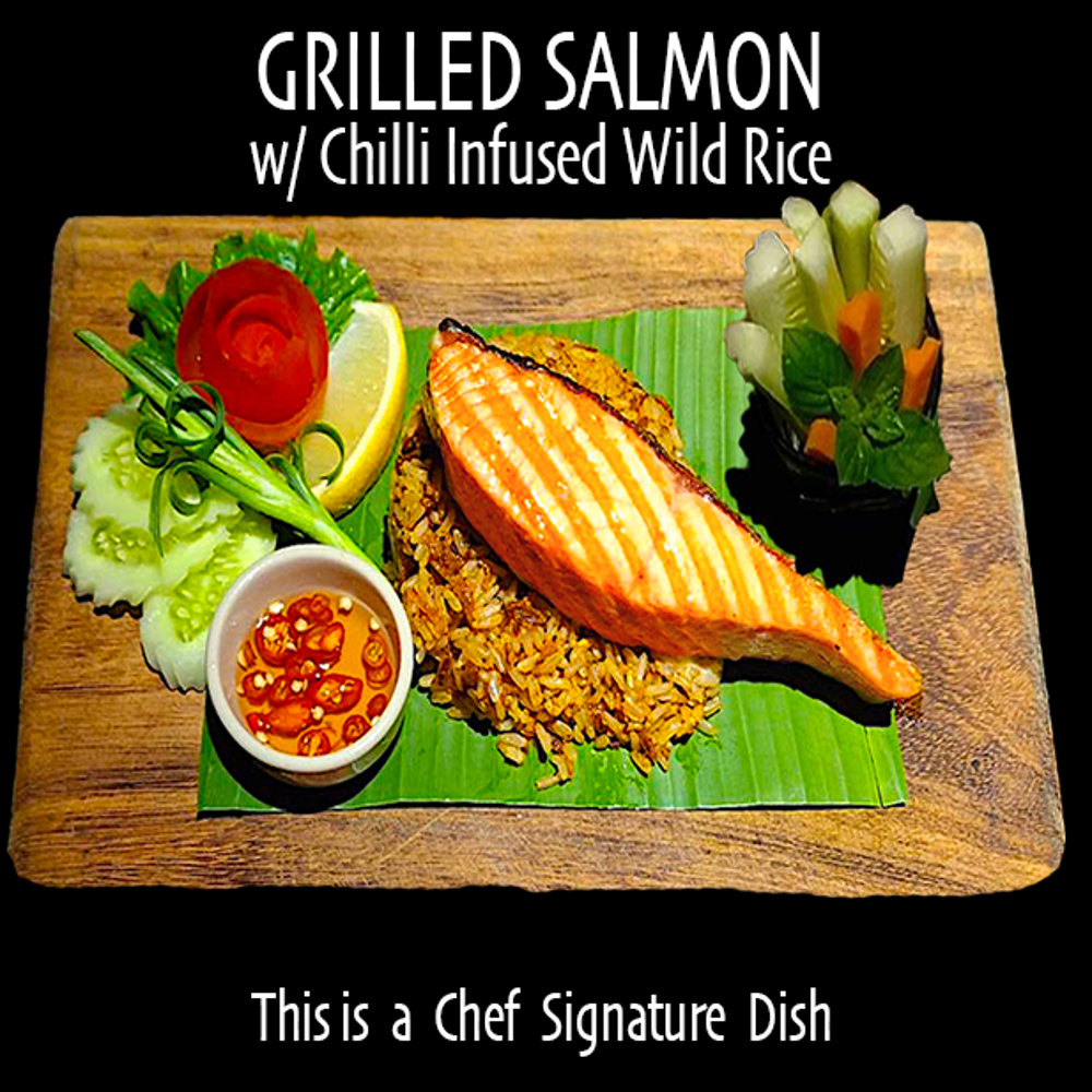 Grilled Salmon w/ Chili infused Wild Rice