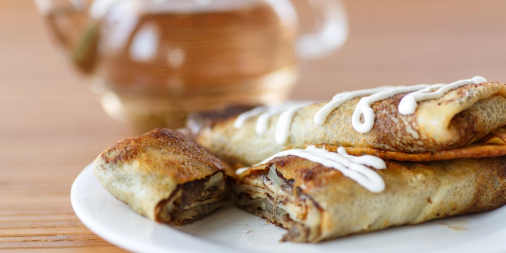 Млинці курка та гриби