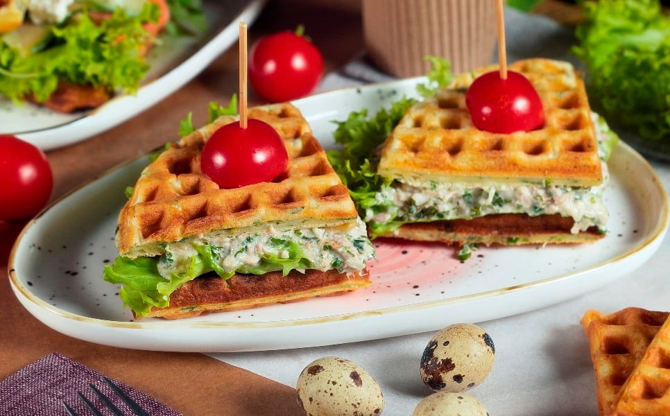 Waffle Sandwich with Tuna Salad