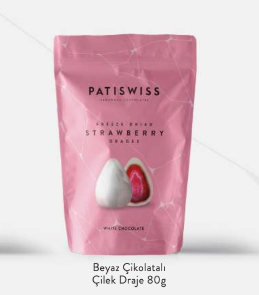 PATISWISS - Beyaz Çikolatalı Çilek Draje 80g