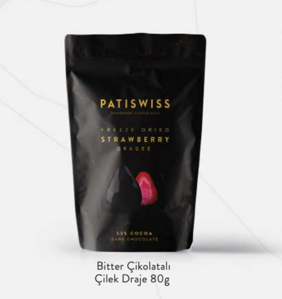PATISWISS - Bitter Çikolatalı Çilek Draje 80g