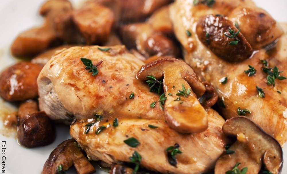 Pollo en salsa de champiñones