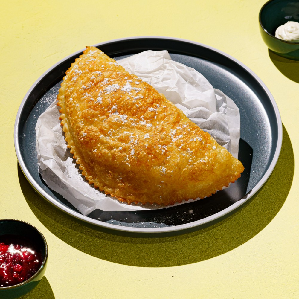 Cheburek with berry mix