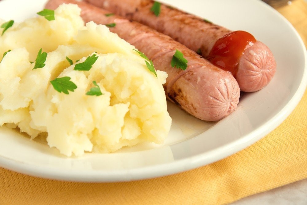 Пюре с куриной колбаской
