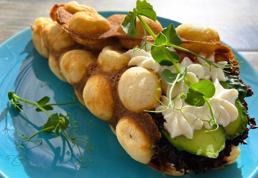 Вафлі солоні з лососем/Waffles salted with salmon