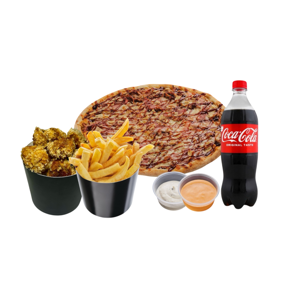 HubBox, картопля фрі та курячі сердечка в панко