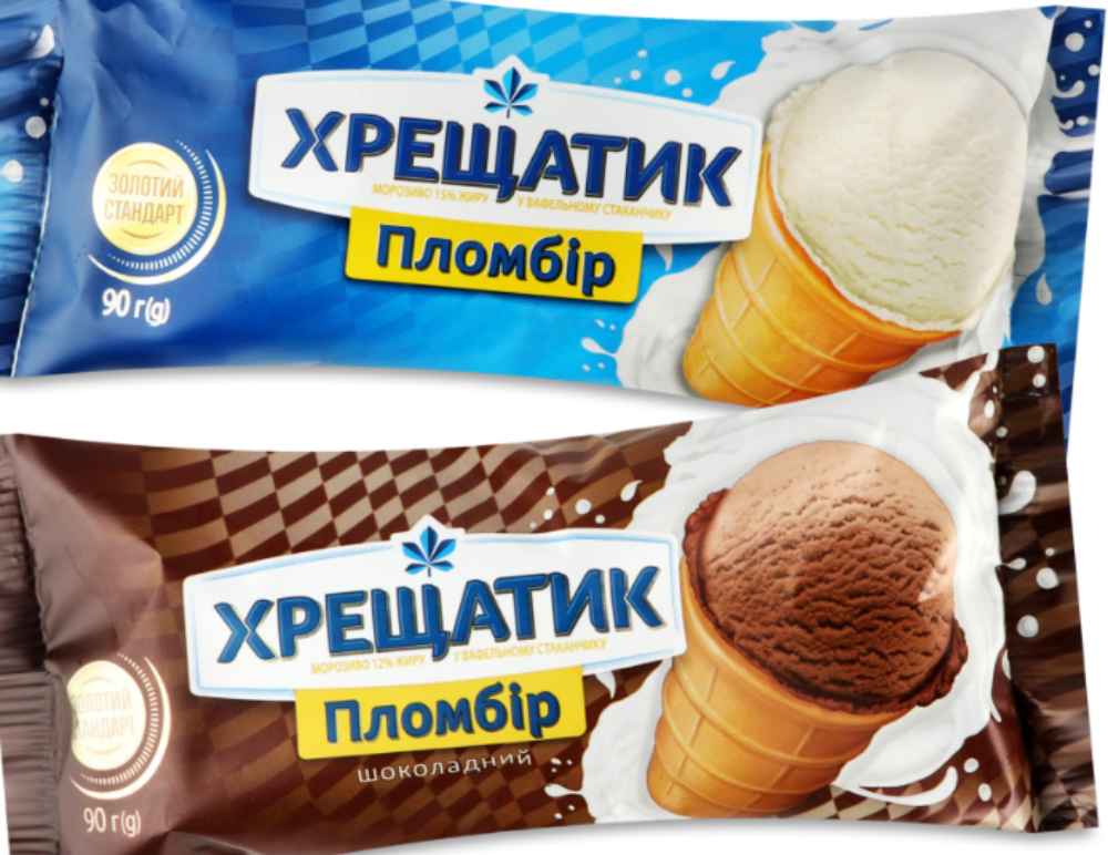 Морозиво Хрещатик  біле, шоколад, крем-брюле