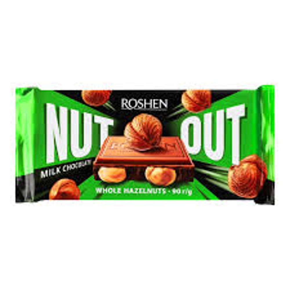 Шоколад Roshen Nut молочний з цілим фундуком 90г