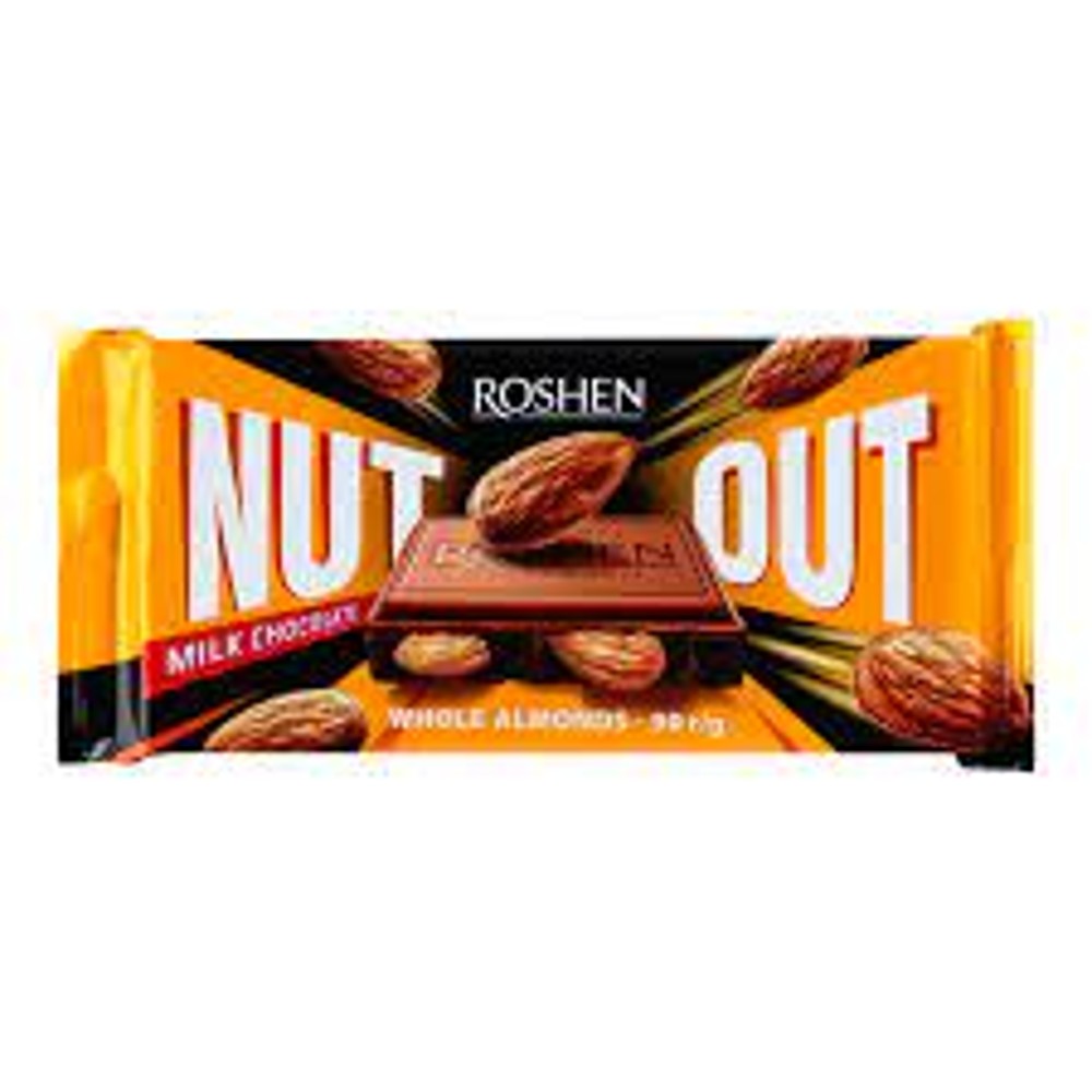 Шоколад Roshen Nut молочний з цілим мигдалем 90г