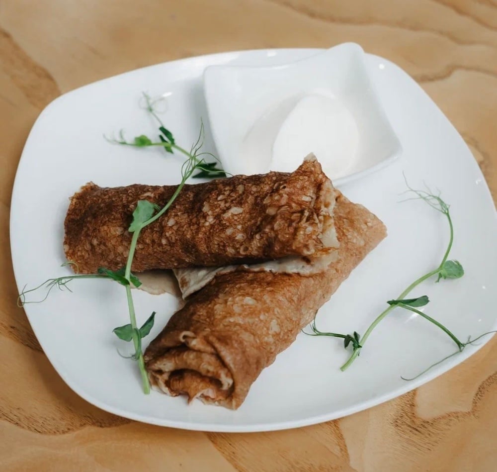 Блины к курицей и грибами