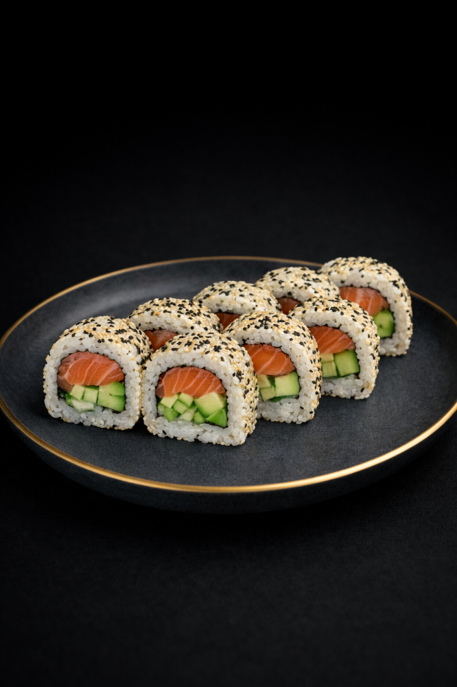 Каліфорнія кунжут з лососем